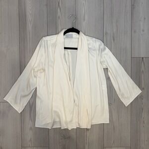 Piece Of‎ White Women's Size 34 Ivory 100% Silk Open Front Cardigan
